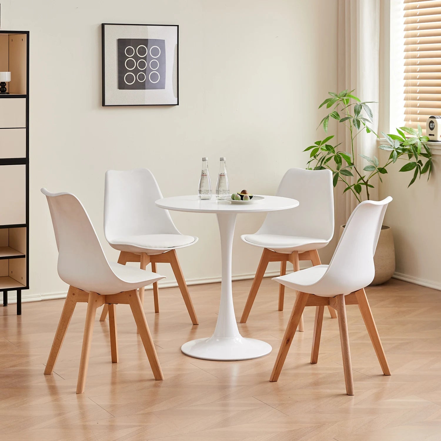 White Round Table Fixed Gina Kitchen Dining Room Living Room Nordic Modern Style Furniture Small Balcony Table 70CM - Bakesbyemily.com