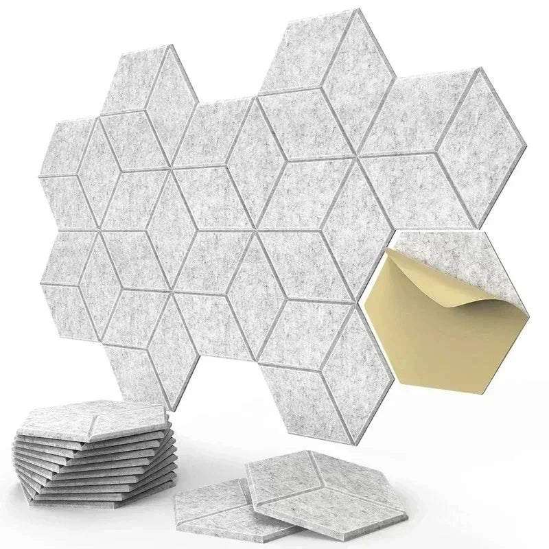 12 Pcs Self - Adhesive Hexagon Sound Insulation Foam Panel Home Studio Office Decoration Sound Insulation Panel Wall Sticker - Bakesbyemily.com