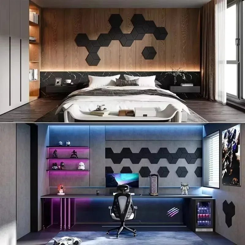 12 Pcs Self - Adhesive Hexagon Sound Insulation Foam Panel Home Studio Office Decoration Sound Insulation Panel Wall Sticker - Bakesbyemily.com