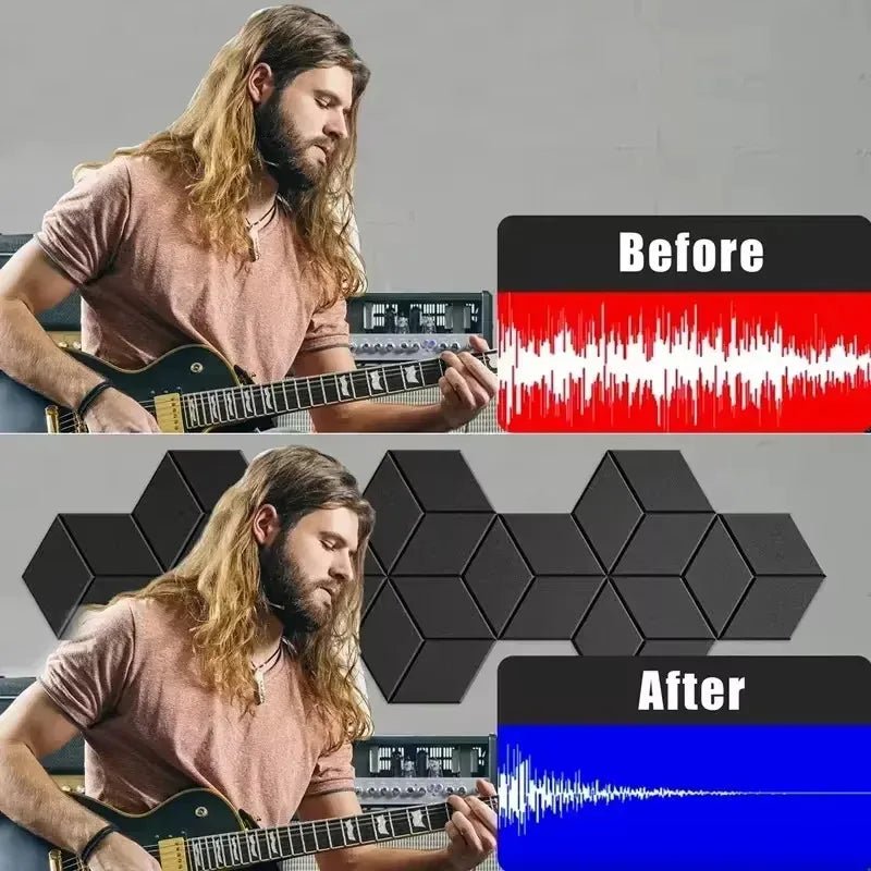 12 Pcs Self - Adhesive Hexagon Sound Insulation Foam Panel Home Studio Office Decoration Sound Insulation Panel Wall Sticker - Bakesbyemily.com