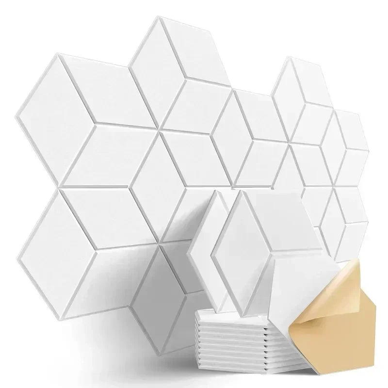 12 Pcs Self - Adhesive Hexagon Sound Insulation Foam Panel Home Studio Office Decoration Sound Insulation Panel Wall Sticker - Bakesbyemily.com