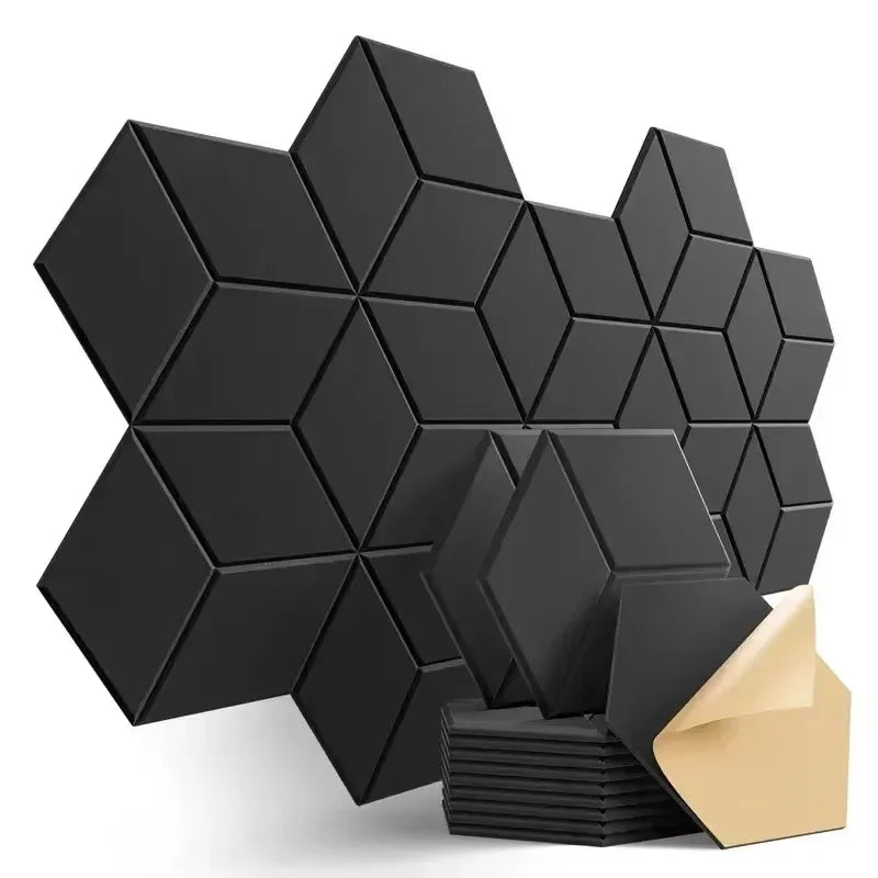 12 Pcs Self - Adhesive Hexagon Sound Insulation Foam Panel Home Studio Office Decoration Sound Insulation Panel Wall Sticker - Bakesbyemily.com
