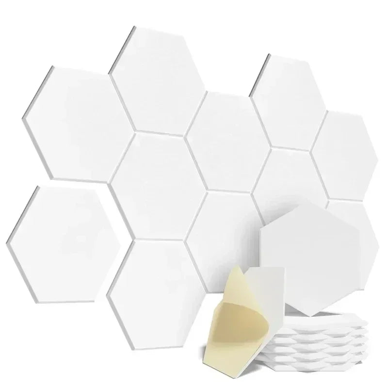12 Pcs Self - Adhesive Hexagon Sound Insulation Foam Panel Home Studio Office Decoration Sound Insulation Panel Wall Sticker - Bakesbyemily.com