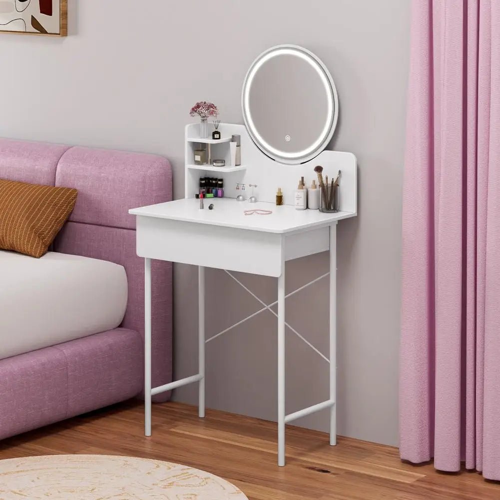 1SET Dresser Vanity Makeup Table Girl Women Dressing Table with 3level Adjustable LED Mirror for Bedroom Gift Makeup Vanity Desk - Recipeliebe.com