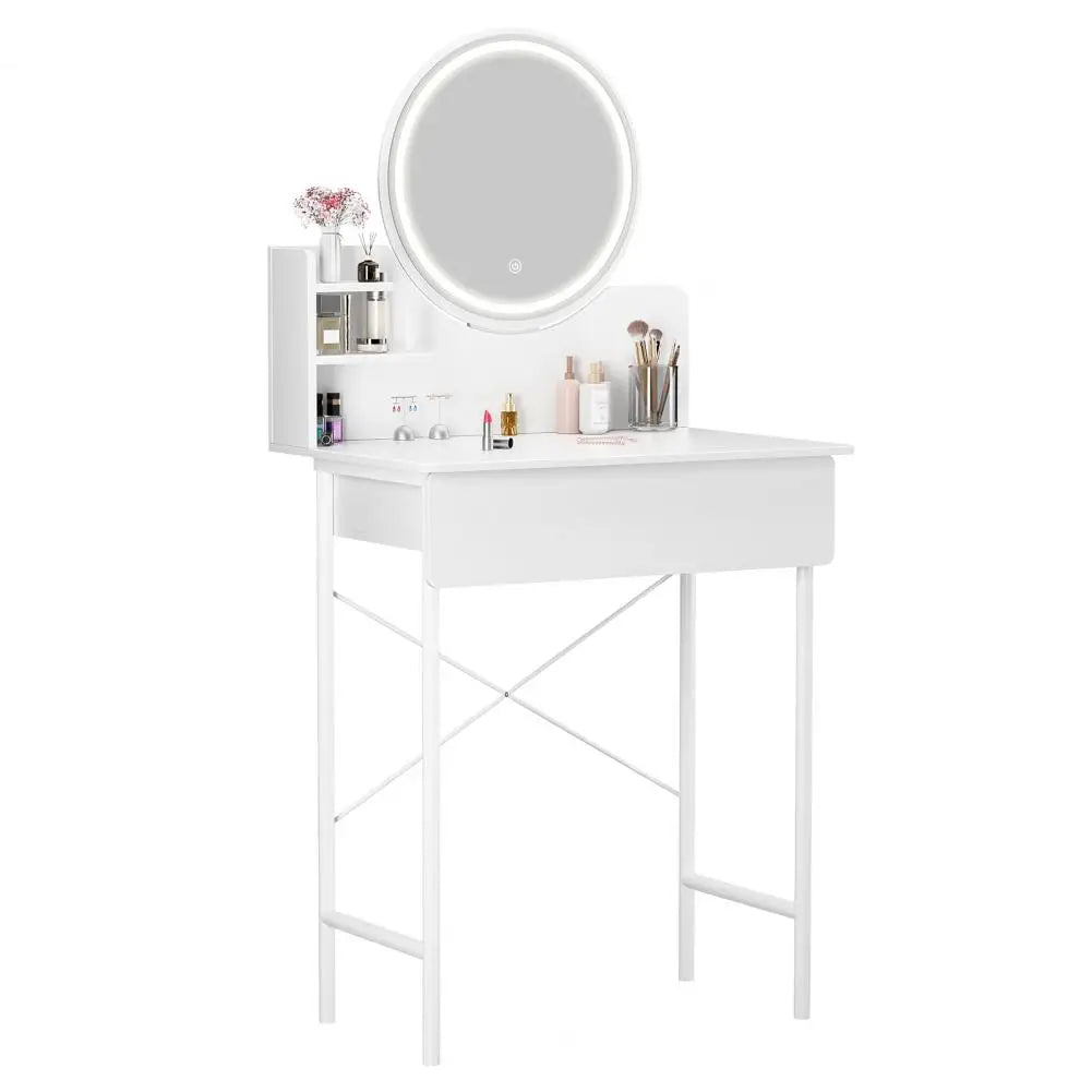 1SET Dresser Vanity Makeup Table Girl Women Dressing Table with 3level Adjustable LED Mirror for Bedroom Gift Makeup Vanity Desk - Recipeliebe.com