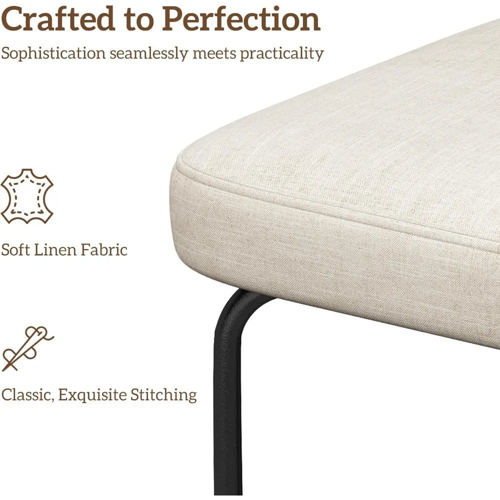 26" counter height bar stools (Set of 2) - White Fabric with Backs, Wide Seat, Metal Legs & Footrest | Kitchen Bar Use - Recipeliebe.com