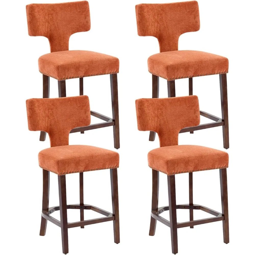 26’’ Counter Height Bar Stools Set of 4, Linen Upholstered Counter Stools with Curved Back, Comfortable Farmhouse Bar stools - Recipeliebe.com