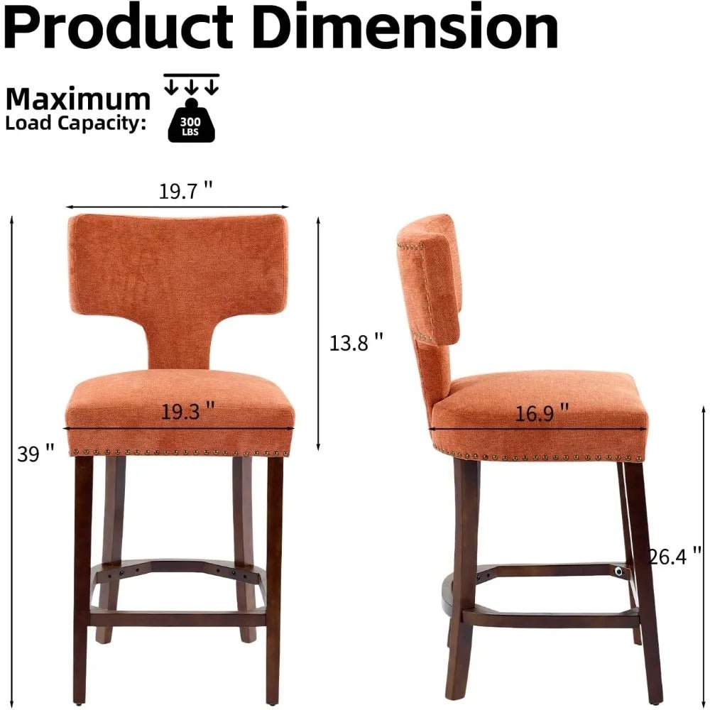 26’’ Counter Height Bar Stools Set of 4, Linen Upholstered Counter Stools with Curved Back, Comfortable Farmhouse Bar stools - Recipeliebe.com