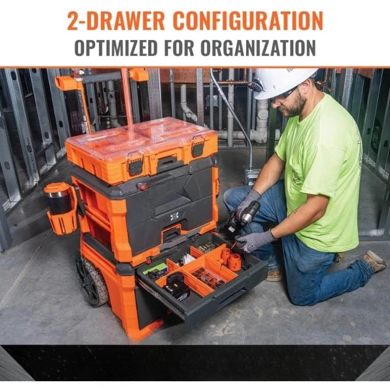 54801MB MODbox Rolling Drawer Tool Box, Heavy - Duty Double Drawer Tool Organizer, Deep Stackable Set - Recipeliebe.com