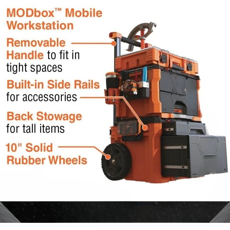 54801MB MODbox Rolling Drawer Tool Box, Heavy - Duty Double Drawer Tool Organizer, Deep Stackable Set - Recipeliebe.com