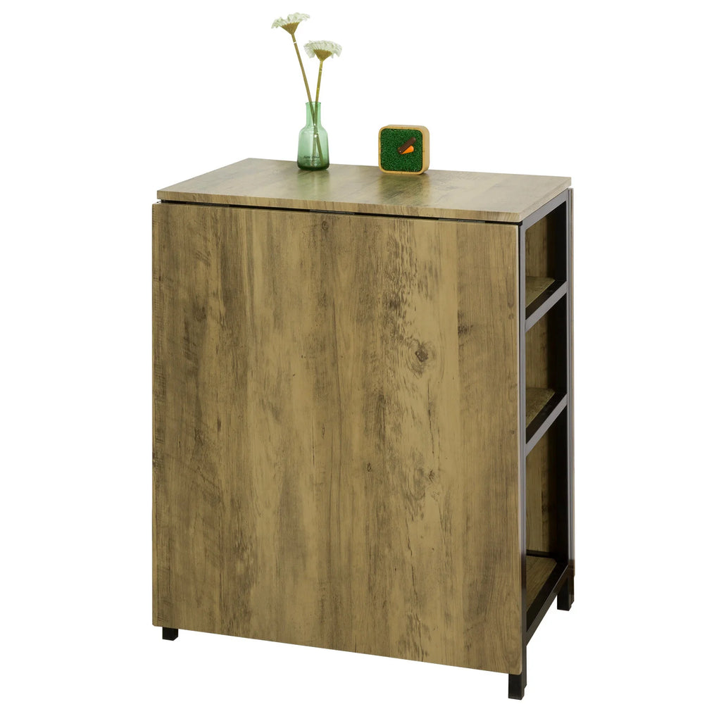 SoBuy FWT62-N folding dining room table with 3 shelves folding table kitchen table wooden table table industrial design