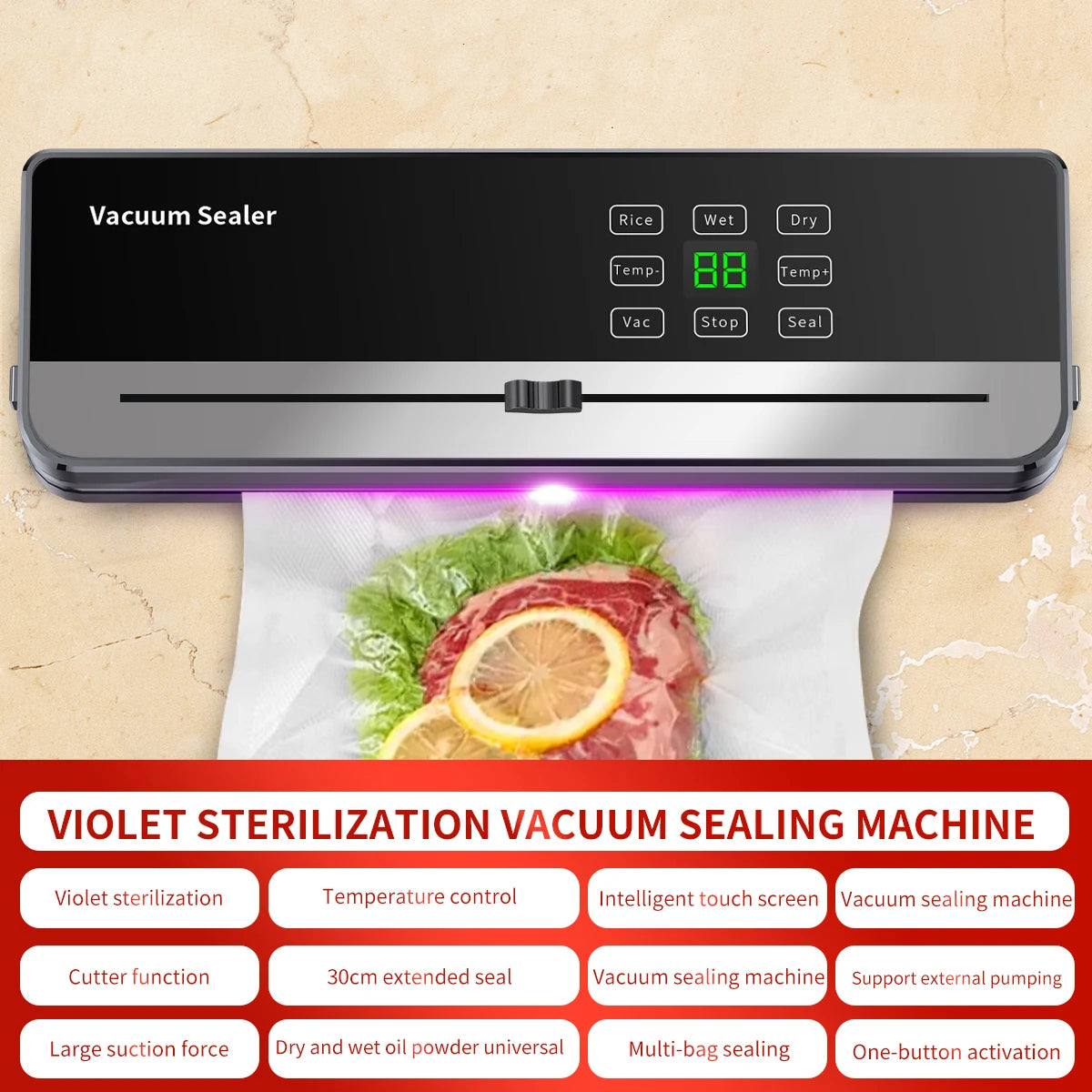 SZUK Electric Food Vacuum Sealer Dry Wet Food Packaging Seal Built in Cutter Kitchen Food Storage Seal Vacuum Packaging machine