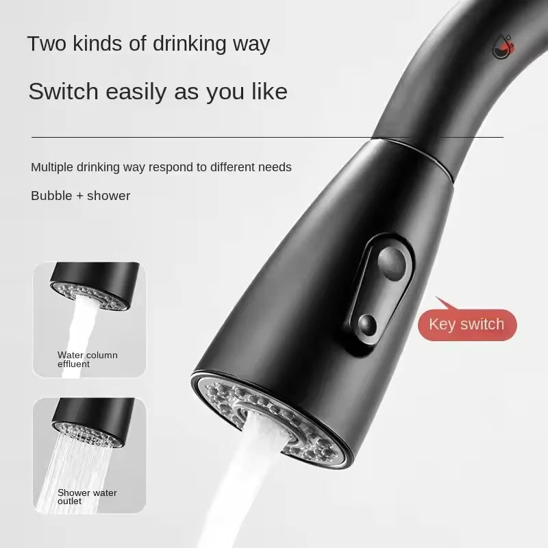 360° Stainless Steel Kitchen Faucet Single Hole Pull-out Spout Kitchen Sink Mixer Faucet Flow Spray Head Rotate Cleaning Faucet