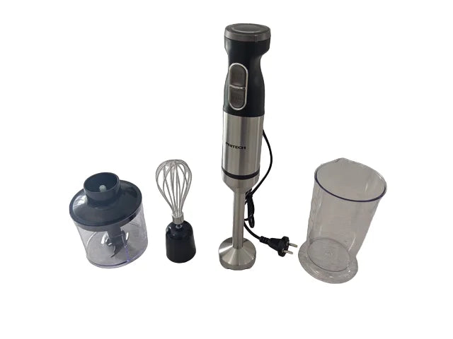 4 in 1 Hand Blender, 1000W - 2 Speeds - Stainless Steel Blades and Body, Stick Blender with Glass, Chopper, Emulsifier Whisk for Smoothies, Soups, Sauces