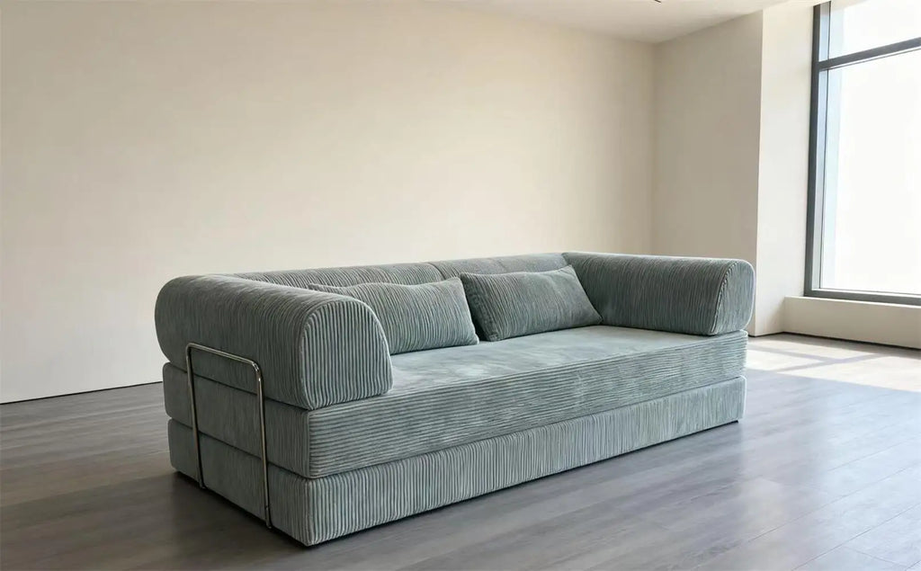 EU warehouse 2025 washable corduroy modular compression sofa 200 cm sleeper sofa bed for living room furniture