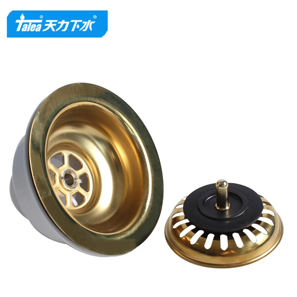 Talea Drain Sink Strainer 114mm Steel Ball Bowl Body Downcomer Gold Plated  PVD Material Sink Accessories XK223C034