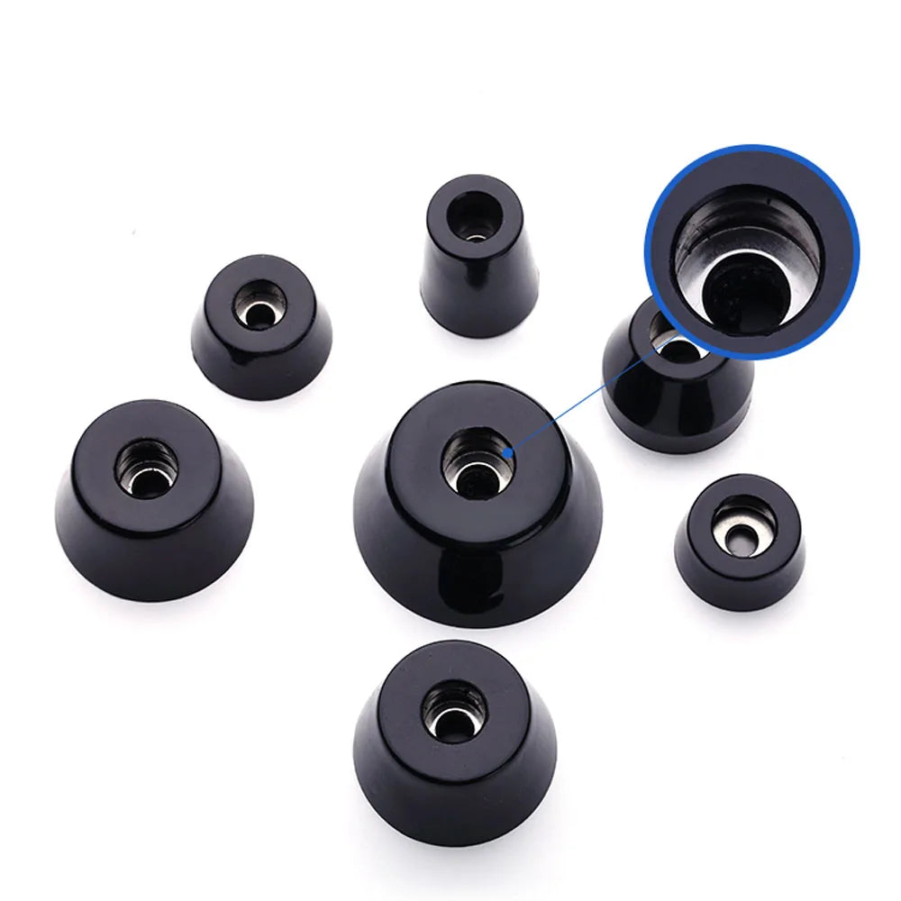4pcs Black Rubber Feet with Washer Conical Anti Slip Shock Pad For Speaker Cabinets Flight Cases Furniture Floor Protector
