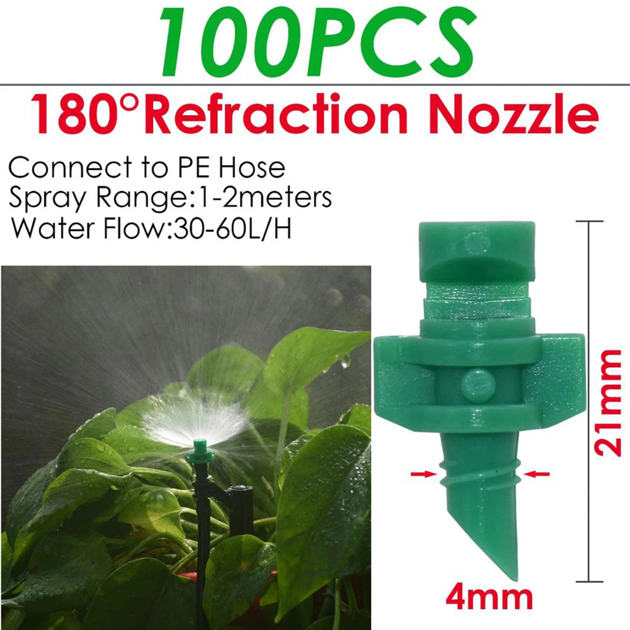 KESLA 100PCS 90/180/360 Degree Refraction Nozzle Garden Sprinkler Agriculture Irrigation Plant Spray Nozzle Misting for Flowers