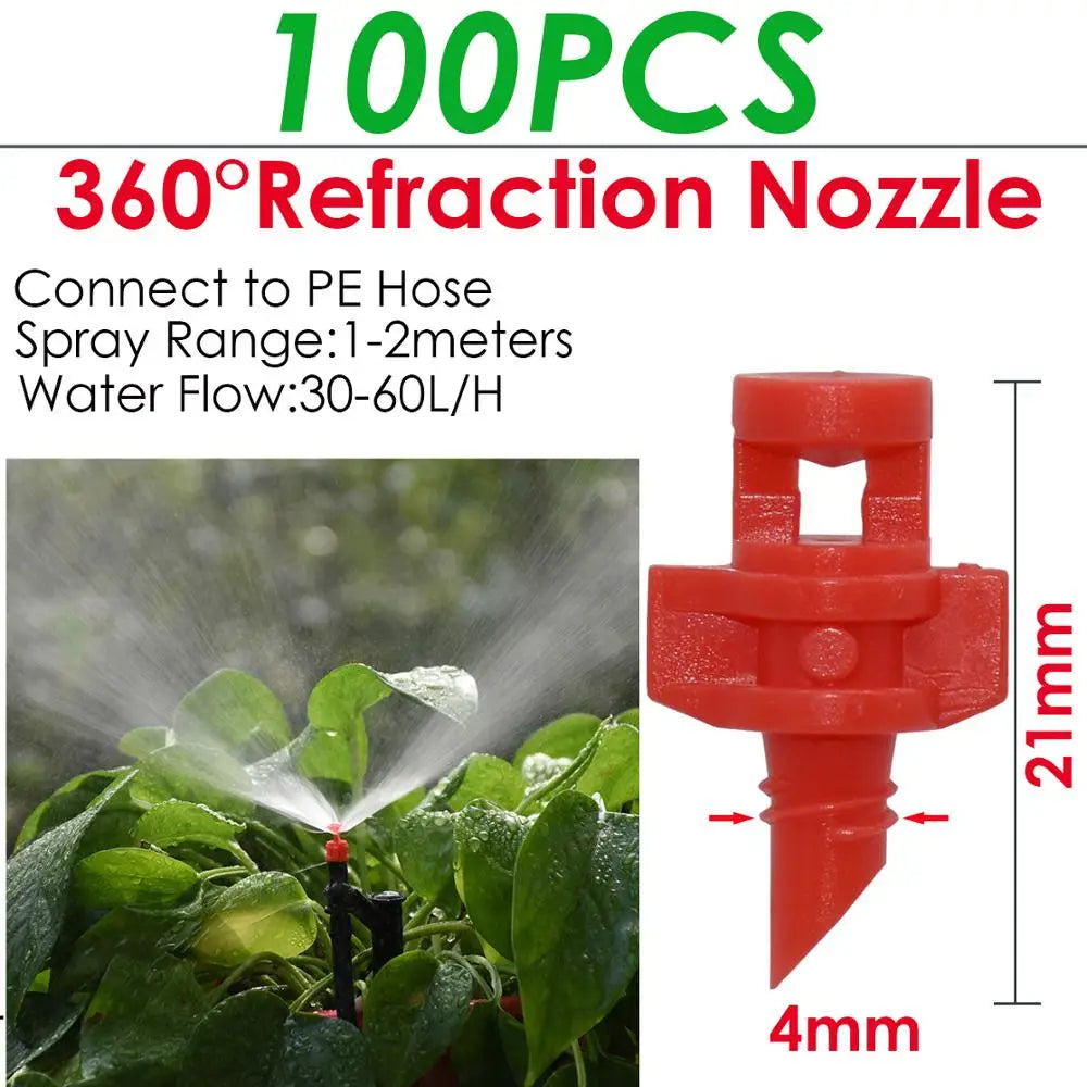KESLA 100PCS 90/180/360 Degree Refraction Nozzle Garden Sprinkler Agriculture Irrigation Plant Spray Nozzle Misting for Flowers