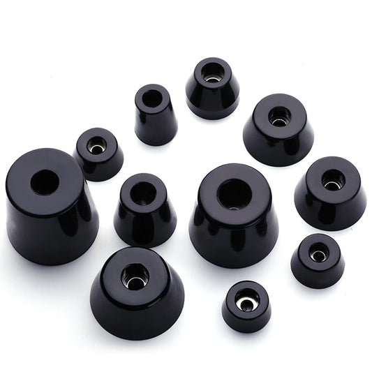4pcs Black Rubber Feet with Washer Conical Anti Slip Shock Pad For Speaker Cabinets Flight Cases Furniture Floor Protector