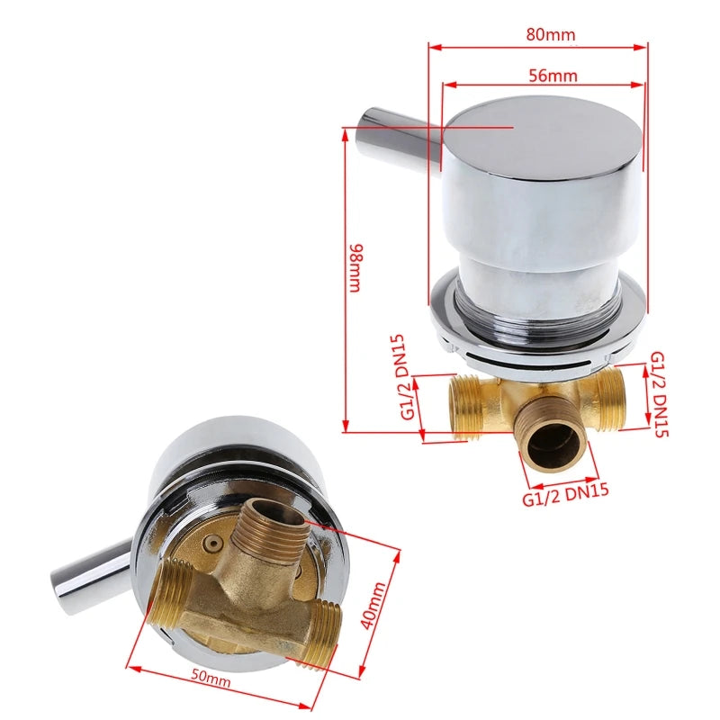 G1/2" Hot & Cold Water Mixing Valve Thermostatic Mixer Two In & One Out Faucet For Shower Room