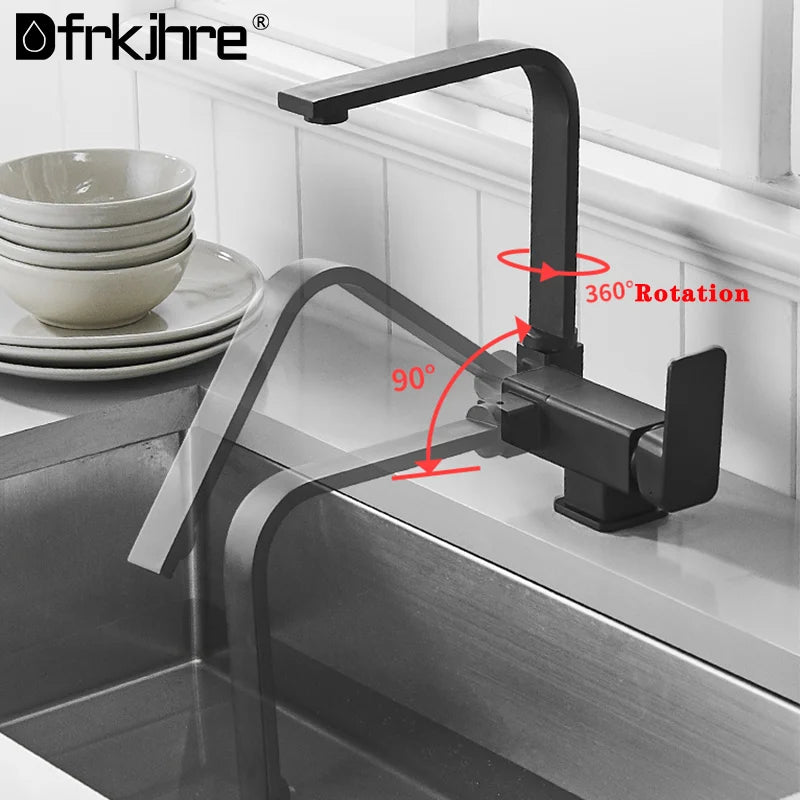 Kitchen Rotating Faucet Folding Down Hot Cold Water Inner window Faucet Black Low Window Kitchen Mixer Faucet Single Handle Tap