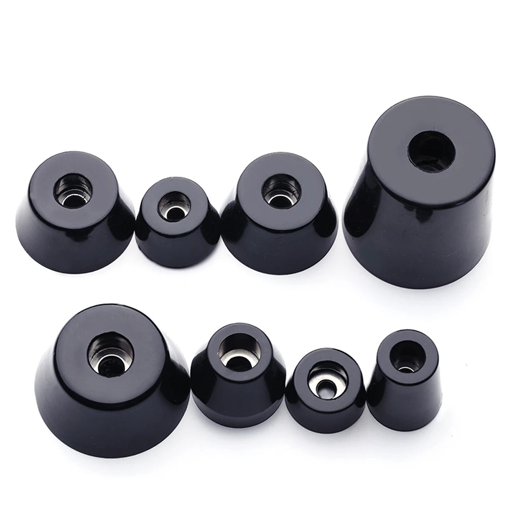 4pcs Black Rubber Feet with Washer Conical Anti Slip Shock Pad For Speaker Cabinets Flight Cases Furniture Floor Protector