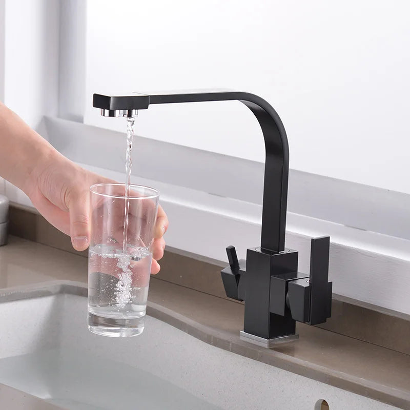 ROVATE Filter Kitchen Faucet Deck Mounted, Single Hole Drinking Water  Faucet Hot and cold Pure Water Sinks Mixer Tap Chrome
