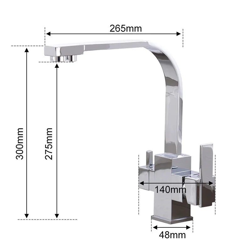 ROVATE Filter Kitchen Faucet Deck Mounted, Single Hole Drinking Water  Faucet Hot and cold Pure Water Sinks Mixer Tap Chrome