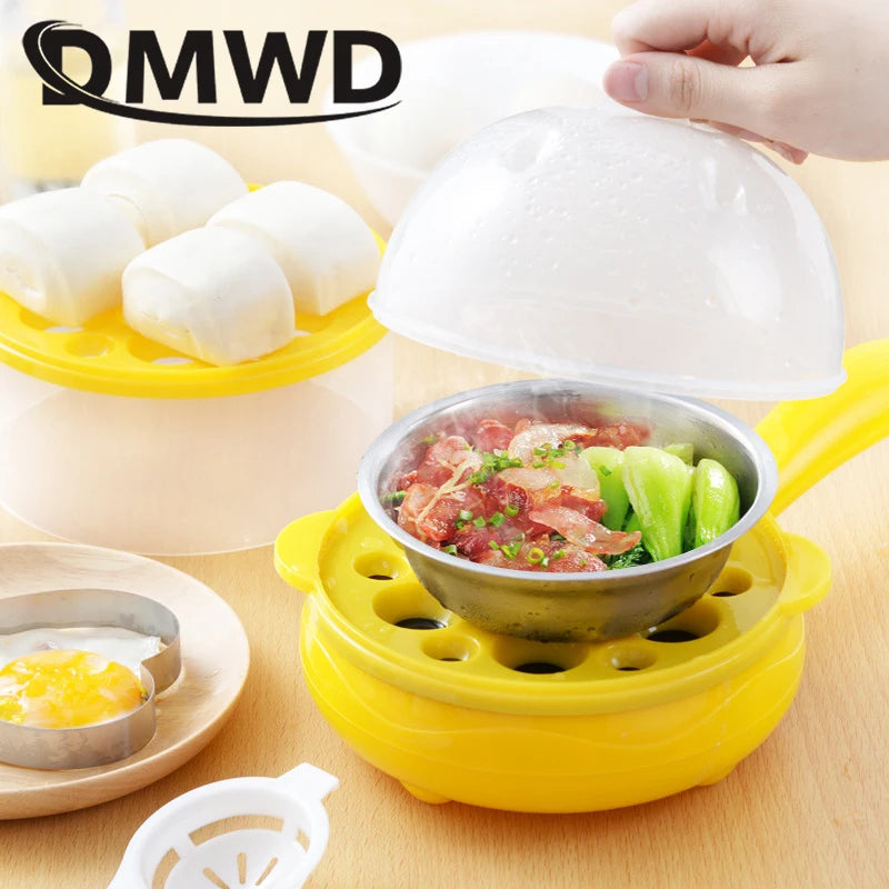 110V/220V Multifunction Household Mini Egg Omelette Pancake Fried Steak Frying Pan Non-Stick Boiled Eggs Boiler Steamer Cooker