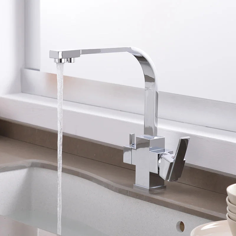 ROVATE Filter Kitchen Faucet Deck Mounted, Single Hole Drinking Water  Faucet Hot and cold Pure Water Sinks Mixer Tap Chrome