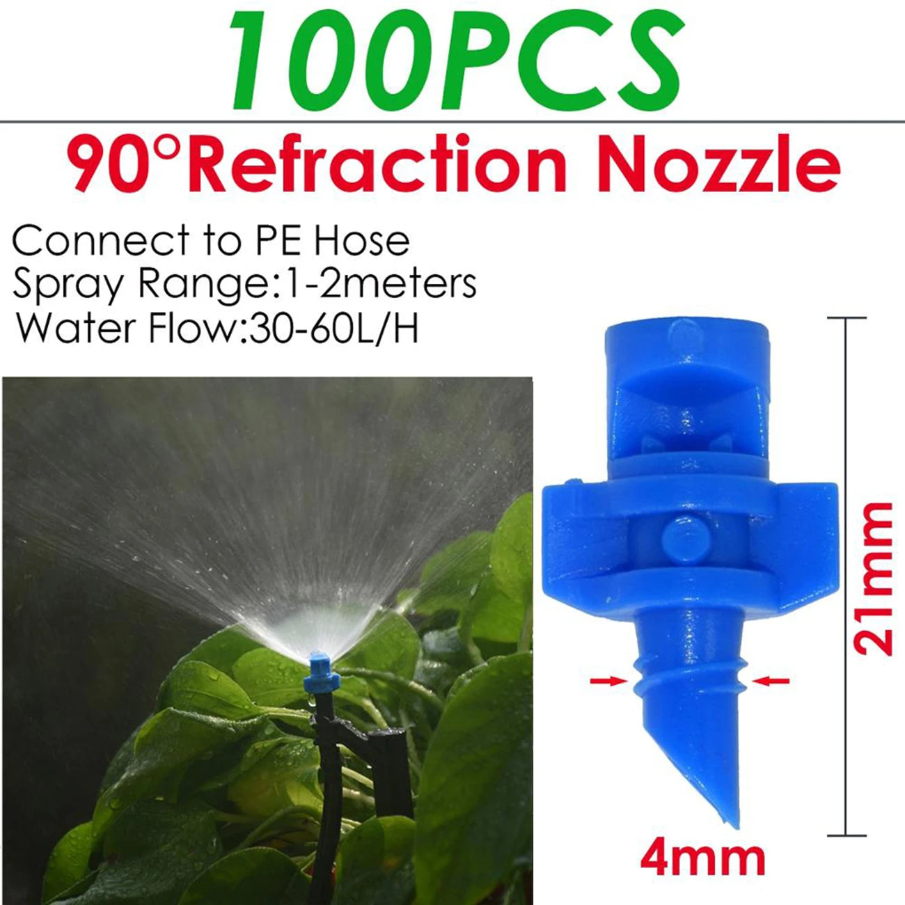 KESLA 100PCS 90/180/360 Degree Refraction Nozzle Garden Sprinkler Agriculture Irrigation Plant Spray Nozzle Misting for Flowers