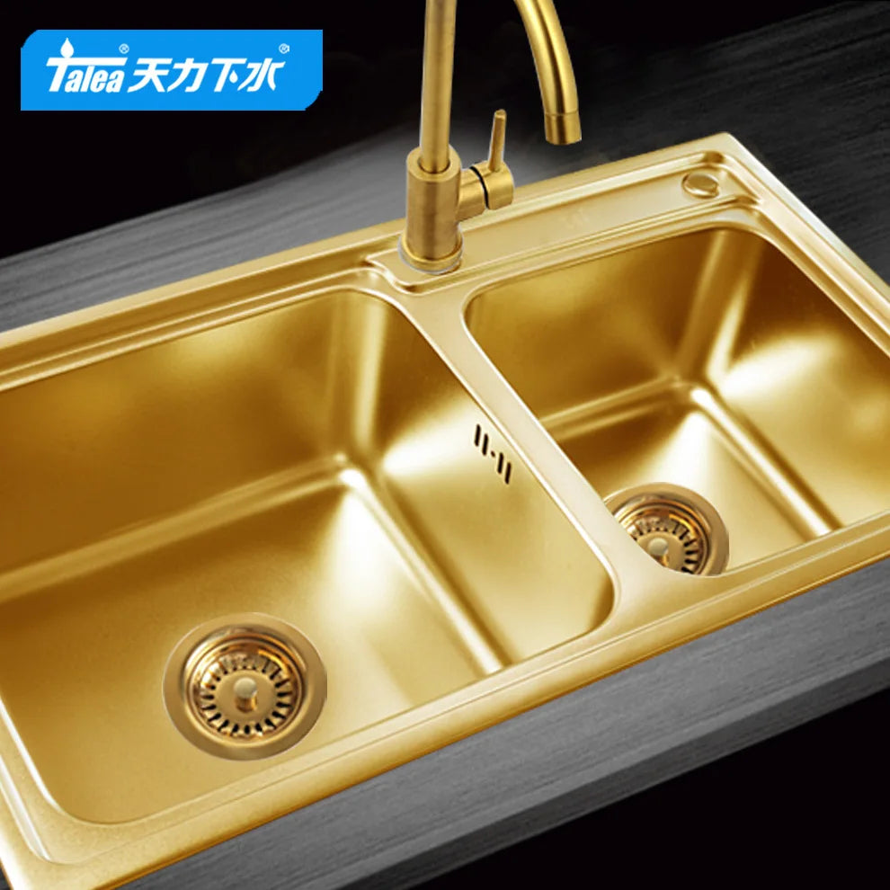 Talea Drain Sink Strainer 114mm Steel Ball Bowl Body Downcomer Gold Plated  PVD Material Sink Accessories XK223C034