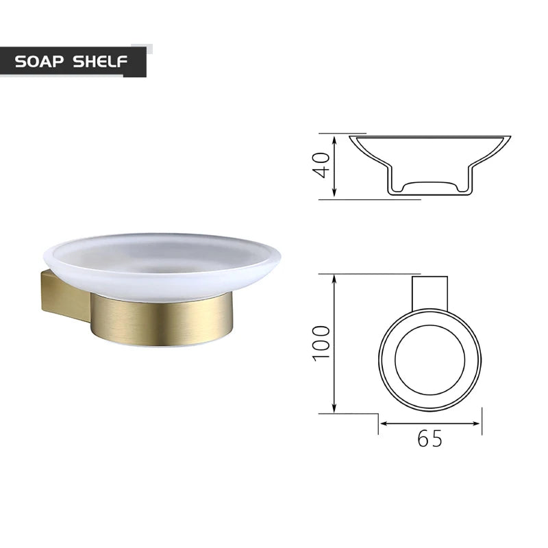 Bathroom Accessories Hardware Set Brushed Gold Robe Hook Towel Rail Bar Rack Toilet Brush Tissue Paper Holder Soap Dish Shelf