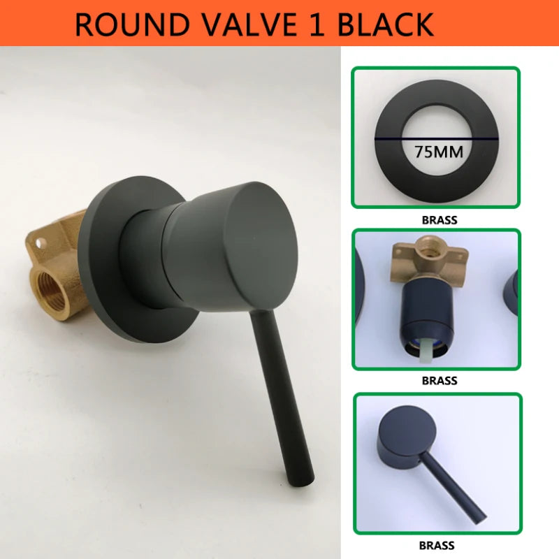 Solid Brass Valve Mixer Faucet Chrome/Matt Black/Brushed Gold/Grey In Wall Concealed Body Shower Basin Faucet Connector