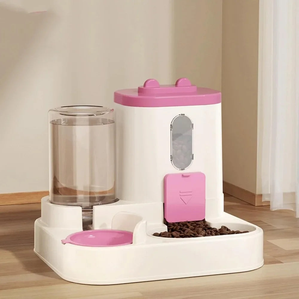 Two-in-OnePet Home Feeding and Drinking Water Integrated Automatic Water Feeder Automatic Feeder Cat and Dog Water Food Pet Bowl