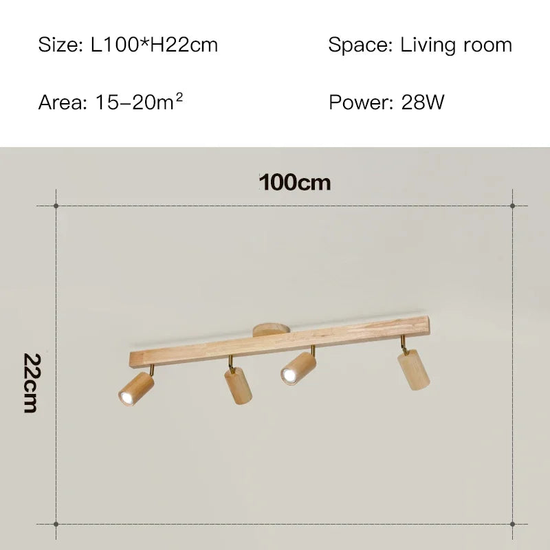 Wood Modern Led Ceiling Lamp For Aisle Bedroom Cloakroom Toilet Shop Corridor Track Light Fixture Long Chandelier With Spotlight