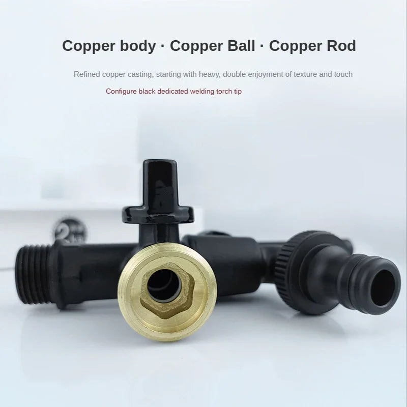 Black Brass Garden Hose Faucet Outdoor Anti-Freeze Bibcocks with Dual Outlet for Washing Machine 1/2 Inch Outdoor Faucet, Garden