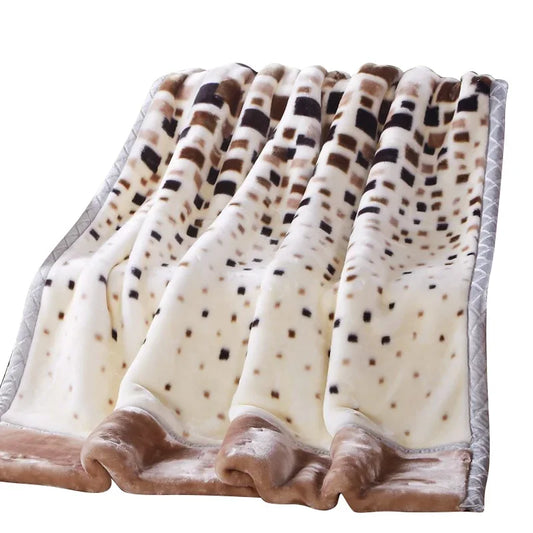 Double Layers Raschel Mink Blankets For Beds Winter Soft Warm Fluffy Thicken Fleece Throw Single Size Faux Fur Blankets