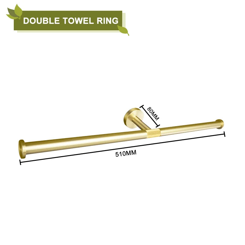 Brushed Gold Stainless Steel Bathroom Hardware Set Towel Rack Coat Hook Towel Bar Toilet Paper Holder Soap Dish Accessories