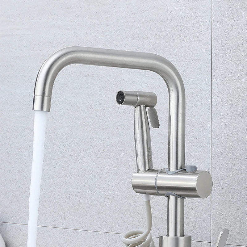 Kitchen Sink Faucet with Side Sprayer Hot Cold Water Mixer Tap Rotatable Faucets Dual Mode Stream Sprayer Head for Wash Dishes