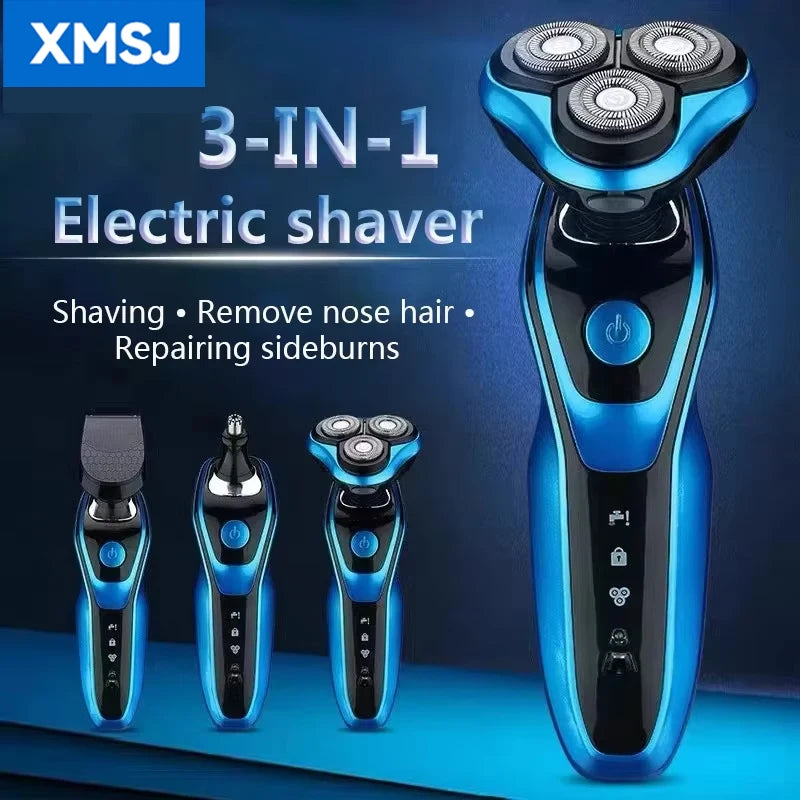 XMSJ Men Razor Electric Shavers Portable Wet-Dry Dual Use Waterproof Beard Facial Trimmer Shaving Machine for Men Father Gift