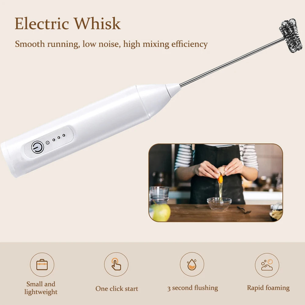 Coffee Whisk Mixer Rechargeable Electric Handle Blender Portable Coffee Cappuccino Creamer Stirrer Household Baking Tool