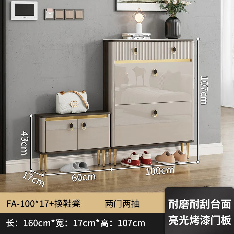 White Drawers Shelf Shoe Rack 3 Layers Narrow Save Space Shoe Cabinet Vertical Entrance Hall Meuble A Chaussures Home Furnitures