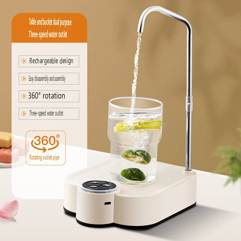 Electric Water Pump Rechargeable Automatic Smart Water Dispenser for Gallon Drinking Portable Water Bottle Pump for Home Office