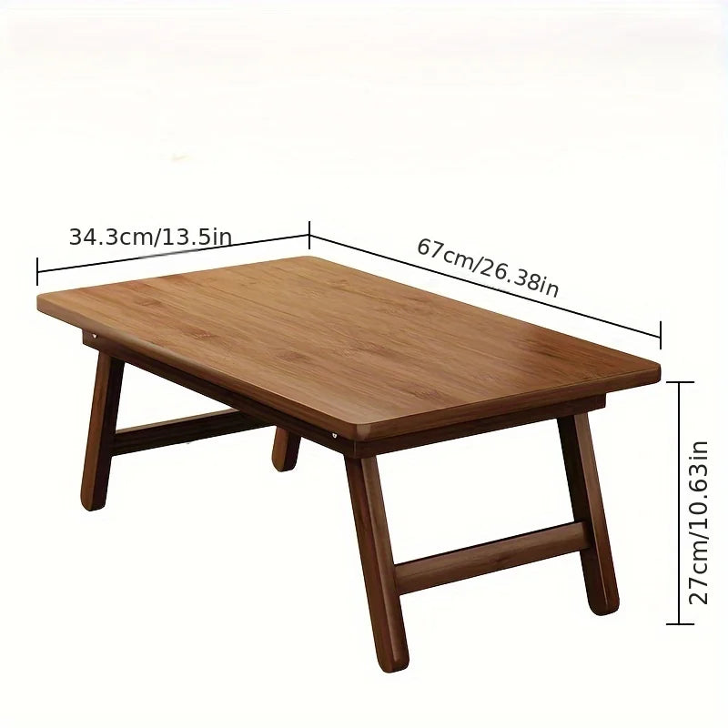 Versatile Foldable Coffee Table - Brown, Bamboo Top, Contemporary Style for Bay Window, Balcony, or Study Area