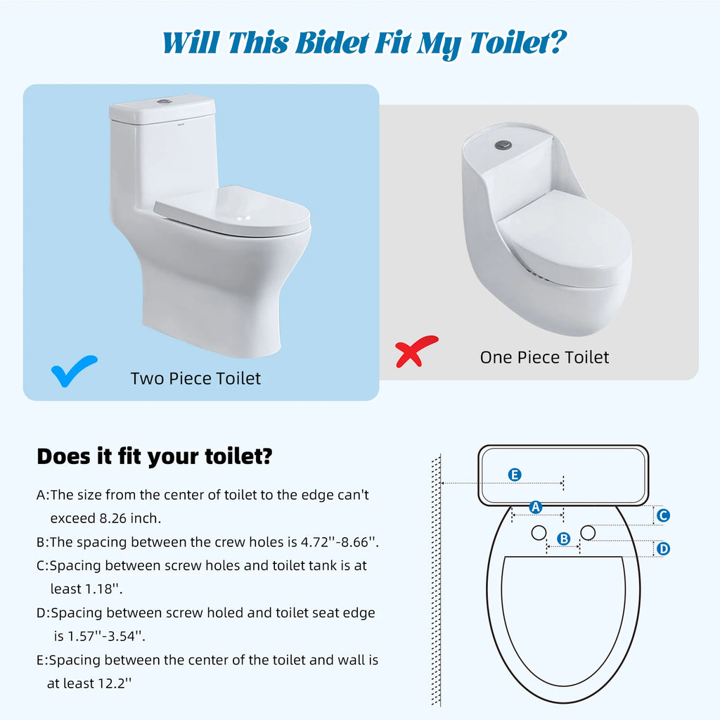 Bidet Attachment for Toilet - Dual Nozzle Hygienic Bidets for Existing Toilets - Adjustable Water Pressure Water Toilet Bidet