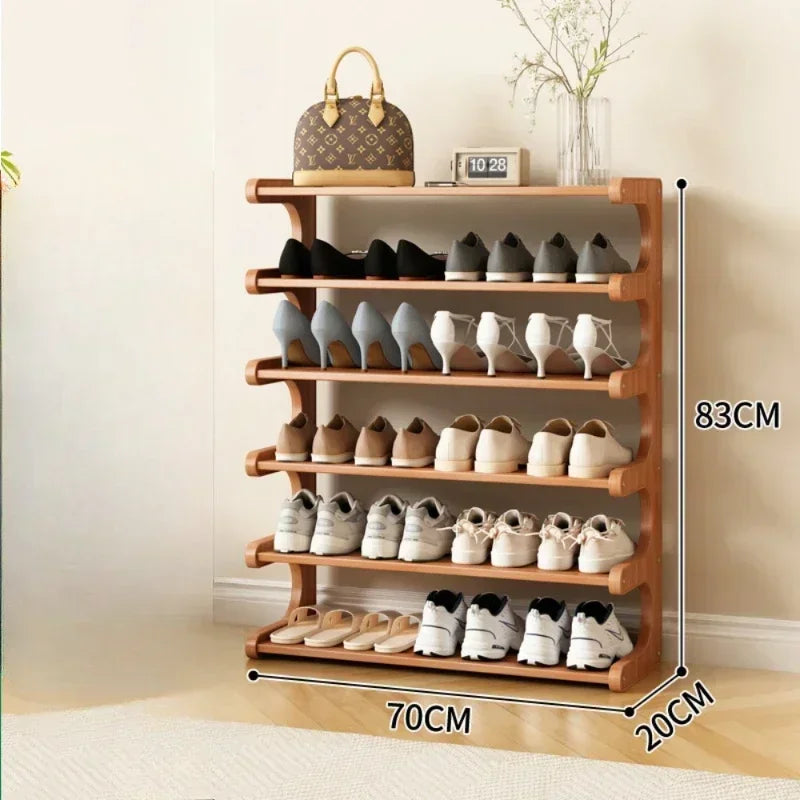Entrance Shoe Rack Simple Shoe Storage Rack Chinese Style Shoe Cabinet Wooden Storage Rack Multifunctional Bamboo Shoe Cabinet