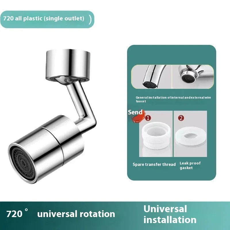 ZEXEF 720° Swivel Faucet Spray Head Kitchen Tap Aerator Bathroom Rotatable Extension Faucet Filter Nozzle Dual Mode Water Saving