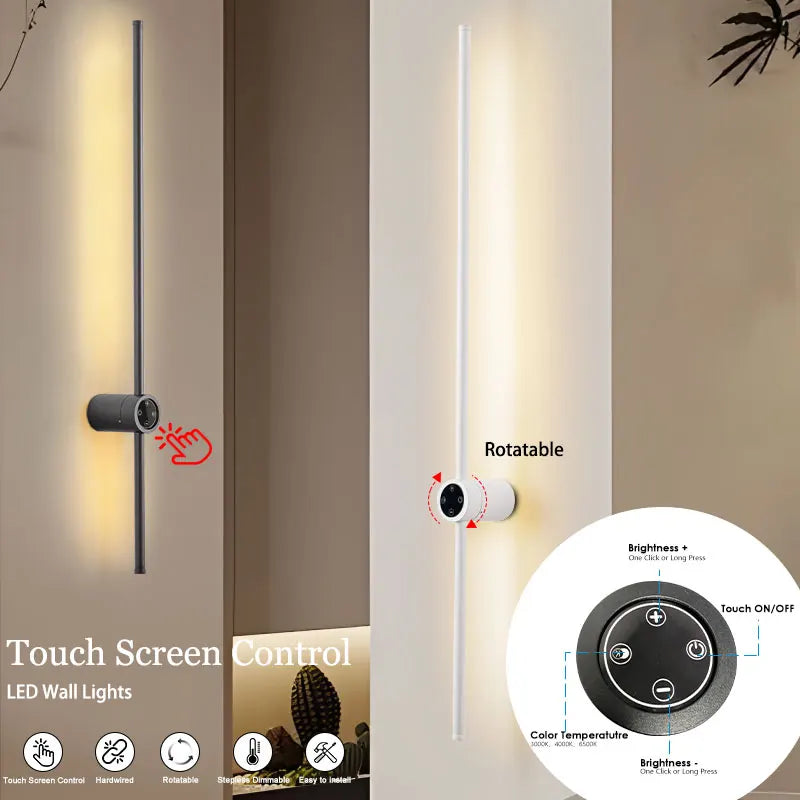 Touch Screen Control Dimming LED Wall Lights Wall Sconce Hardwire Tricolor Lights 360° Rotatable Touch Switch LED Wall Lamps